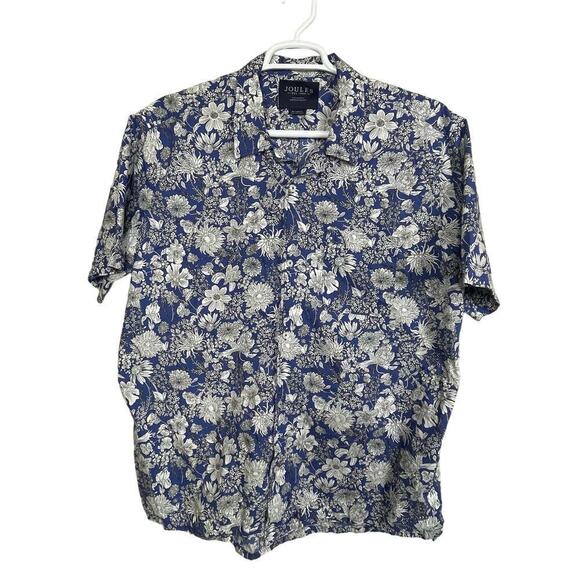 Joules Time to Unwind Men's Shirt Short Sleeves Button Up Blue White Floral XXL - Picture 1 of 8